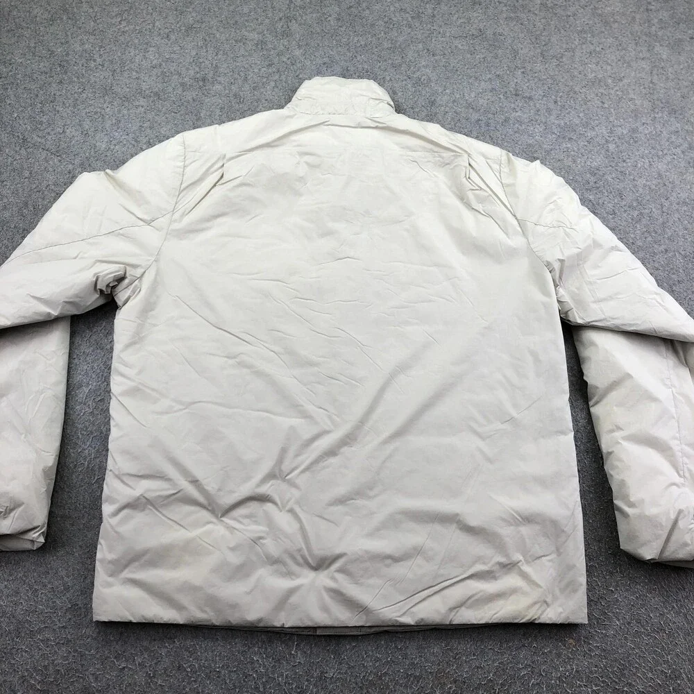 Hill City Jacket Mens Medium Beige Nylon Snap Front Puffer Lightweight Insulated
